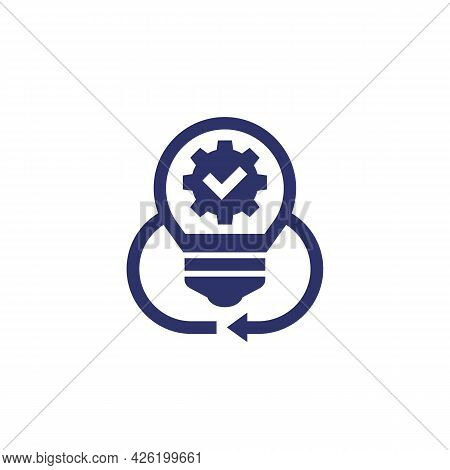 Implementation And Execute Idea Icon On White
