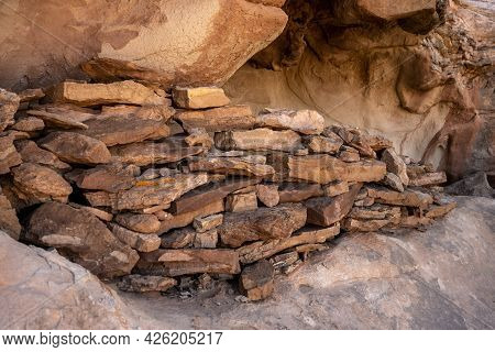 Unstable Wall Of A Grainery On Aztec Butte In Canyonlands National Park