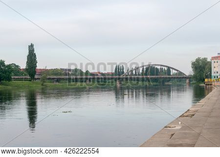 Warta River In The City Center Of Gorzow Wielkopolski, Poland.