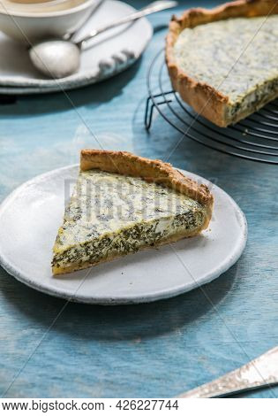 Quiche With Spinach - Traditional Dish Of French Cuisine. Spinach  Tart