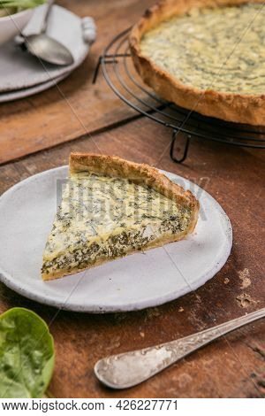 Quiche With Spinach - Traditional Dish Of French Cuisine. Spinach  Tart