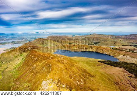 Aerial View Of Lough Na Lughraman Seen From Slieve Tooey In County Donegal - Ireland