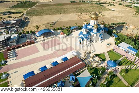 Aerial View Of The Famous Russian Orthodox Church Dedicated To Saint Andrew At The Village Episkopio
