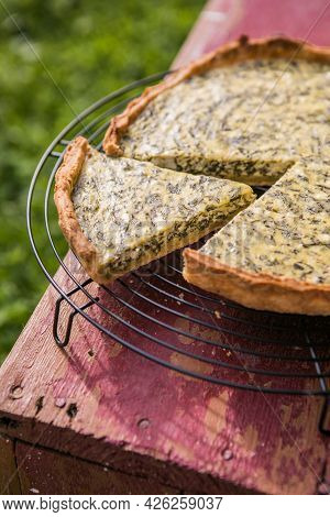 Quiche With Spinach - Traditional Dish Of French Cuisine. Spinach  Tart