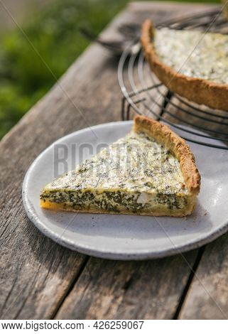 Quiche With Spinach - Traditional Dish Of French Cuisine. Spinach  Tart