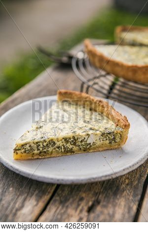 Quiche With Spinach - Traditional Dish Of French Cuisine. Spinach  Tart