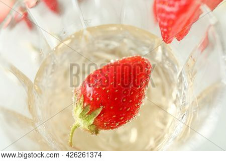 Concept Of Delicious Drink With Rossini Cocktail, Close Up