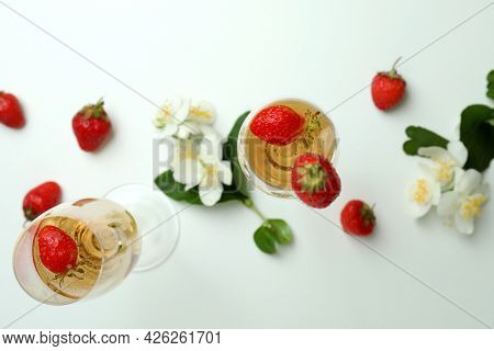 Concept Of Delicious Drink With Rossini Cocktail On White Table
