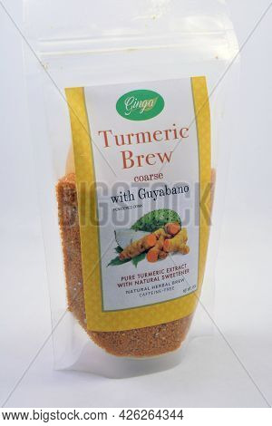 Manila, Ph - July 7 - Ginga Turmeric Brew Coarse With Guyabano On July 7, 2021 In Manila, Philippine