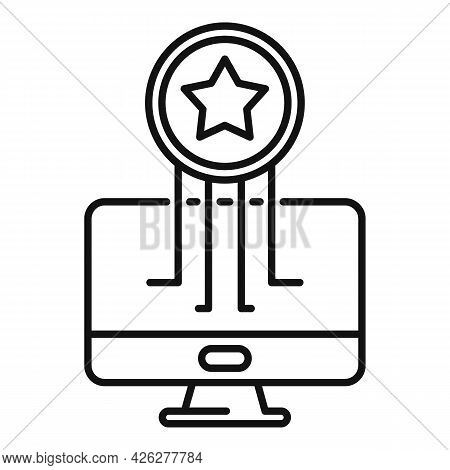 Computer Token Icon Outline Vector. Pc Crypto Circle. Creative Technology