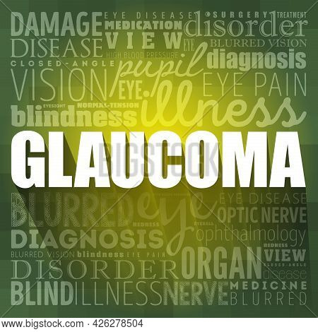 Glaucoma Word Cloud Collage, Medical Concept Background