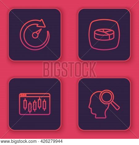 Set Line Digital Speed Meter, Browser With Stocks Market, Pie Chart Infographic And Search People. B