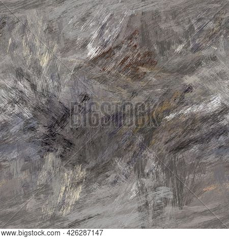 Seamless Abstract Painted Brushed Texture. Spikey Material Pattern Background. Grunge Rough Colour W