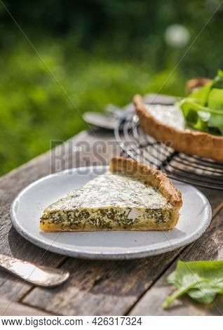 Quiche With Spinach - Traditional Dish Of French Cuisine. Spinach  Tart
