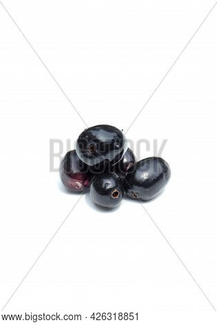 Closeup Of Malabar Plum Or Jamun Isolated On White Background In Vertical Orientation, Also Known As