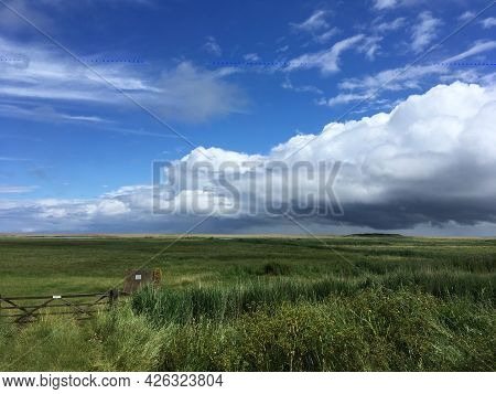 Gorgeous, Green Countryside And Skyscape, Burnham Overy Staithe, North Norfolk Coast, Uk