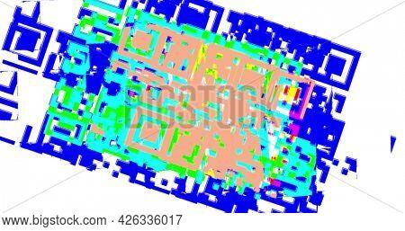 Image of QR code flashing data scanning and processing and digital interface in seamless loop on white background. Online security concept digitally generated image.