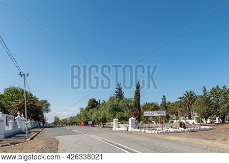 Matjiesfontein, South Africa - April 20, 2021: Name Board At The Entrance To Matjiesfontein In The W