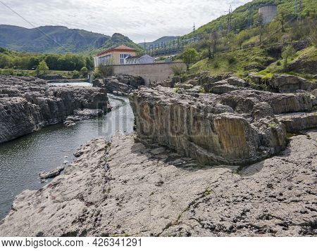Aerial View Of Sheytan Dere (shaitan River) Canyon Under The Dam Of Studen Kladenets Reservoir, Bulg