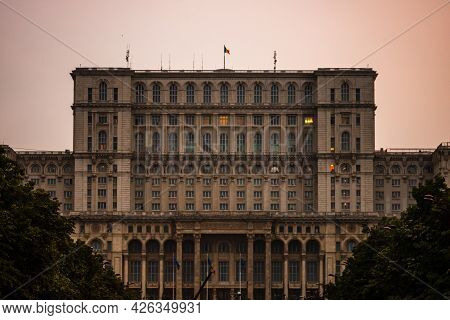 Palace Of Parliament At Night Time, Bucharest, Romania