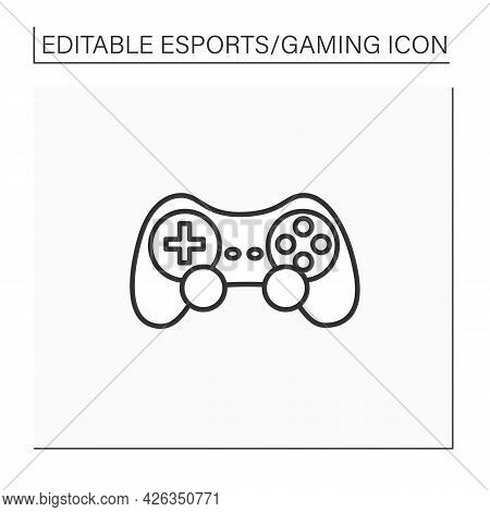 Joystick Line Icon. Input Device. Control Column. Playing Video Game Tools. Technical Equipment. Cyb