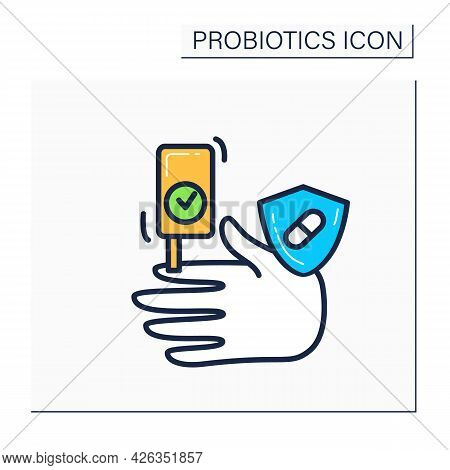 Antidiabetic Activity Probiotics Color Icon. Control Of Sugar In Blood And Healthy Concept. Diabet P