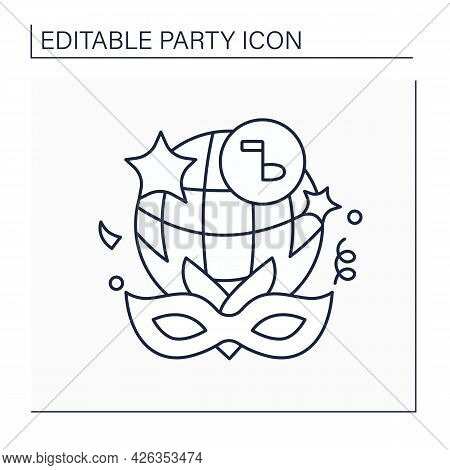 Fancy Dress Party Line Icon. Costume Party. Guests Want To Looks Like Famous Person, Animal, Or Char