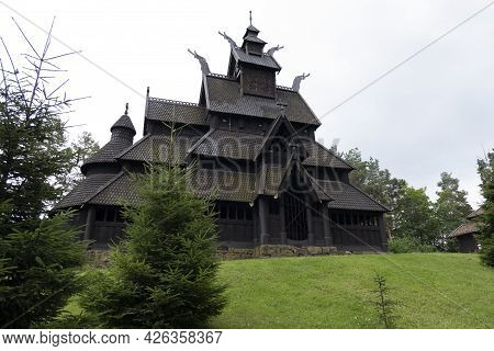 Old Wooden Church With Green Grass History Country