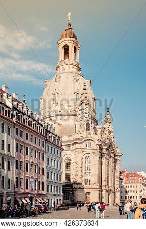 17 May 2019 Dresden, Germany - Lutheran church Dresden Frauenkirche in Dresden