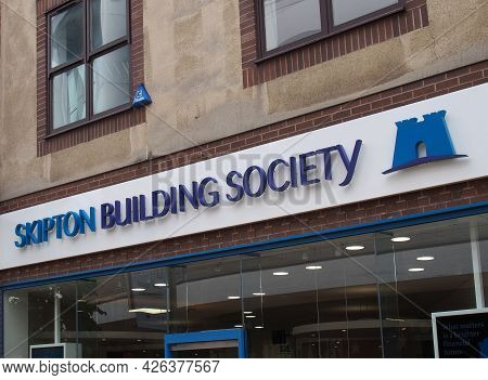 Leeds, West Yorkshire, United Kingdom - 7 July 2021: Sign And Logo On The Skipton Building Society O