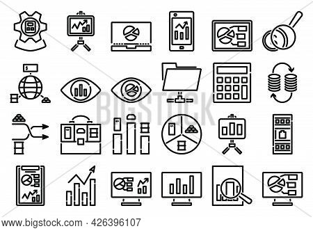Analytics Icon Set. Bold Outline Design With Editable Stroke Width. Vector Illustration.