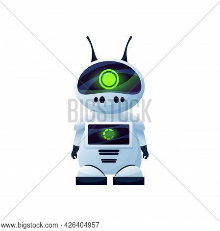 Artificial Intelligence Digital Robot With Antenna Isolated Icon. Vector Humanoid Robotic Automation