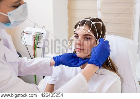 Patient Brain Testing Using Encephalography At Medical Center