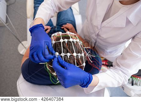 Patient Brain Testing Using Encephalography At Medical Center