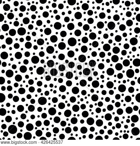 Dalmation Dot Vector Seamless Pattern Background. Backdrop Texture With Dense Scattered Polka Dots. 