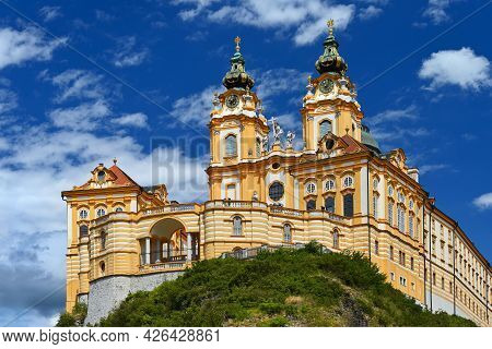 Beautiful Melk Monastery - Austria. Old Architecture And Sightseeing In Europe.