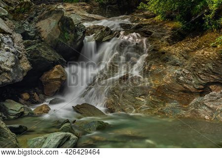 Nice Color Clean Creek Near Wolfau Village In Summer Hot Day