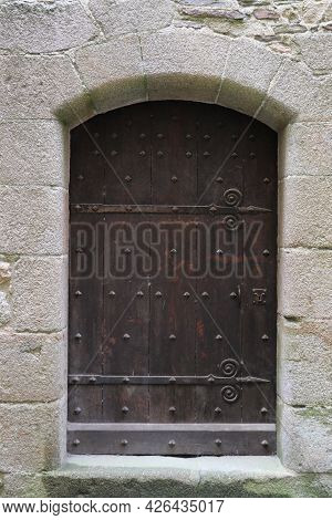 Old Door Of The Mont-saint-michel Abbey, France