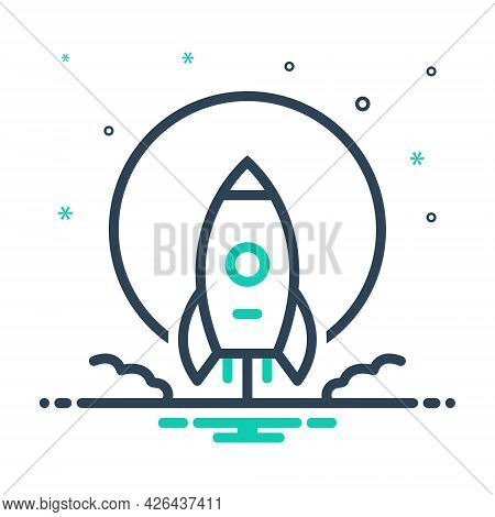 Mix Icon For Moonshot Launch Rocket Start Begin Startup Technology