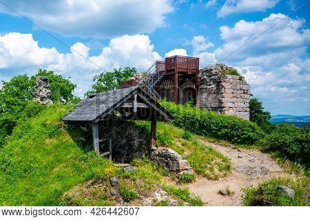 Wooden Lookout Platform On Kumburk Castle Ruins Near Nova Paka, Czech Republic