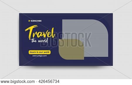 Video Thumbnail Design For Any Video. Editable Travel Tour Vlog Thumbnails Template For Social Media