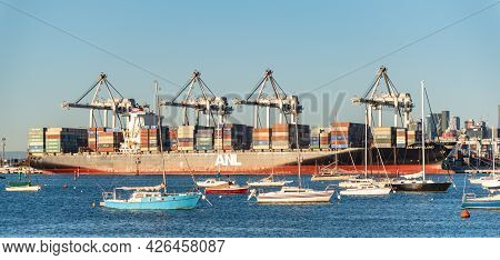 Melbourne, Victoria / Australia - 10/29/2019 The Port Of Melbourne Is The Largest Port For Container