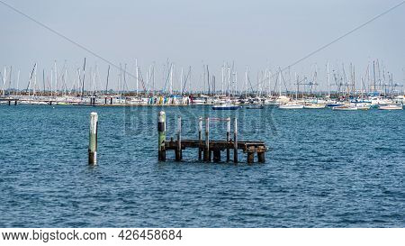 Melbourne, Victoria / Australia - 11/01/2019 St Kilda Beach Is A Beach Located In St Kilda, Port Phi