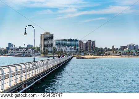 Melbourne, Victoria / Australia - 11/01/2019 St Kilda Beach Is A Beach Located In St Kilda, Port Phi
