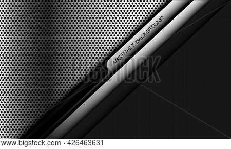 Abstract Silver Circle Mesh Black Cyber Line Slash With Grey Blank Space Design Modern Futuristic Ba