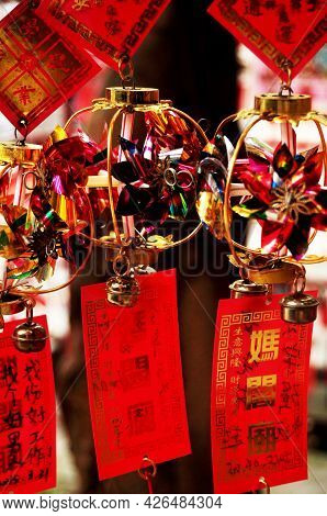 Small Windmill Amulet For Sale Macanese People And Foreign Traveler Travel Visit And Write On Paper
