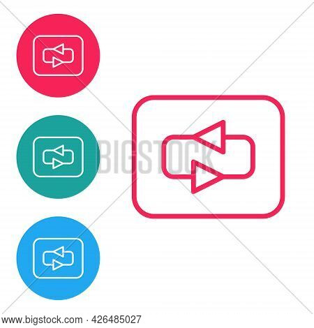 Red Line Repeat Button Icon Isolated On White Background. Set Icons In Circle Buttons. Vector