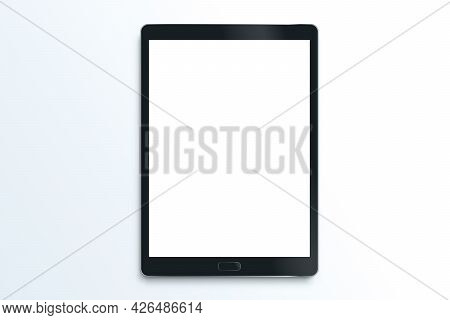 Realistic Tablet Isolated. Black Drawing Pad. Blank Screen Isolated. High Detailed Device Mockup. Ve