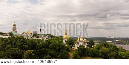 Panorama Of Kiev With Dniepr River, Kiev-pechersk Lavra Monastery. Kiev, Ukraine.