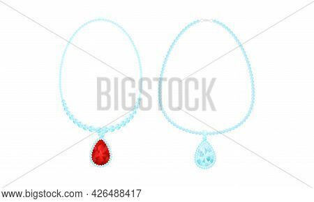 Necklace As Jewellery Or Jewelry Item And Personal Adornment Vector Set